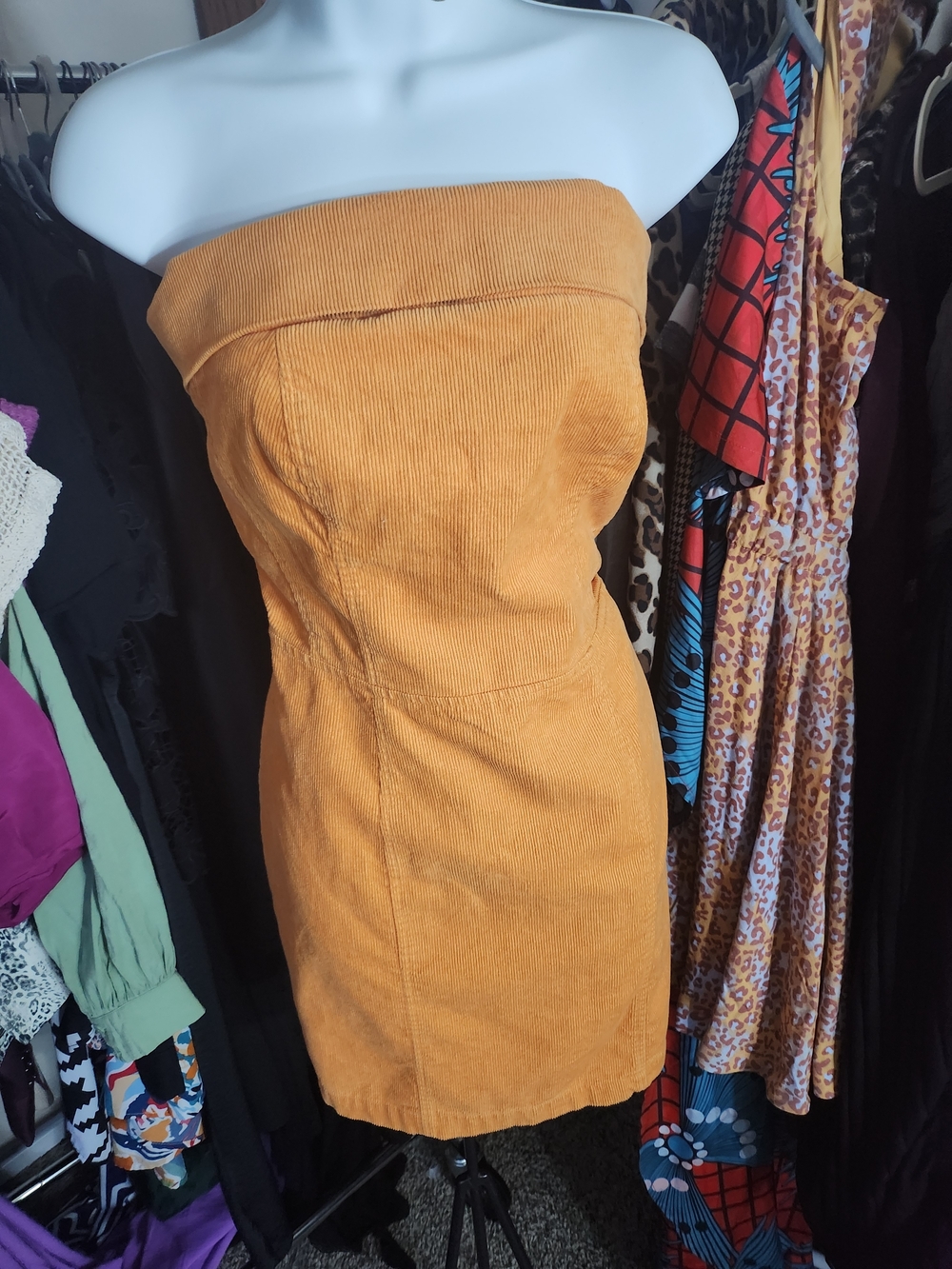 Ghanda Strapless Dress in Mustard Yellow